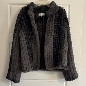 Heartloom Plush Faux Fur Coat in Charcoal